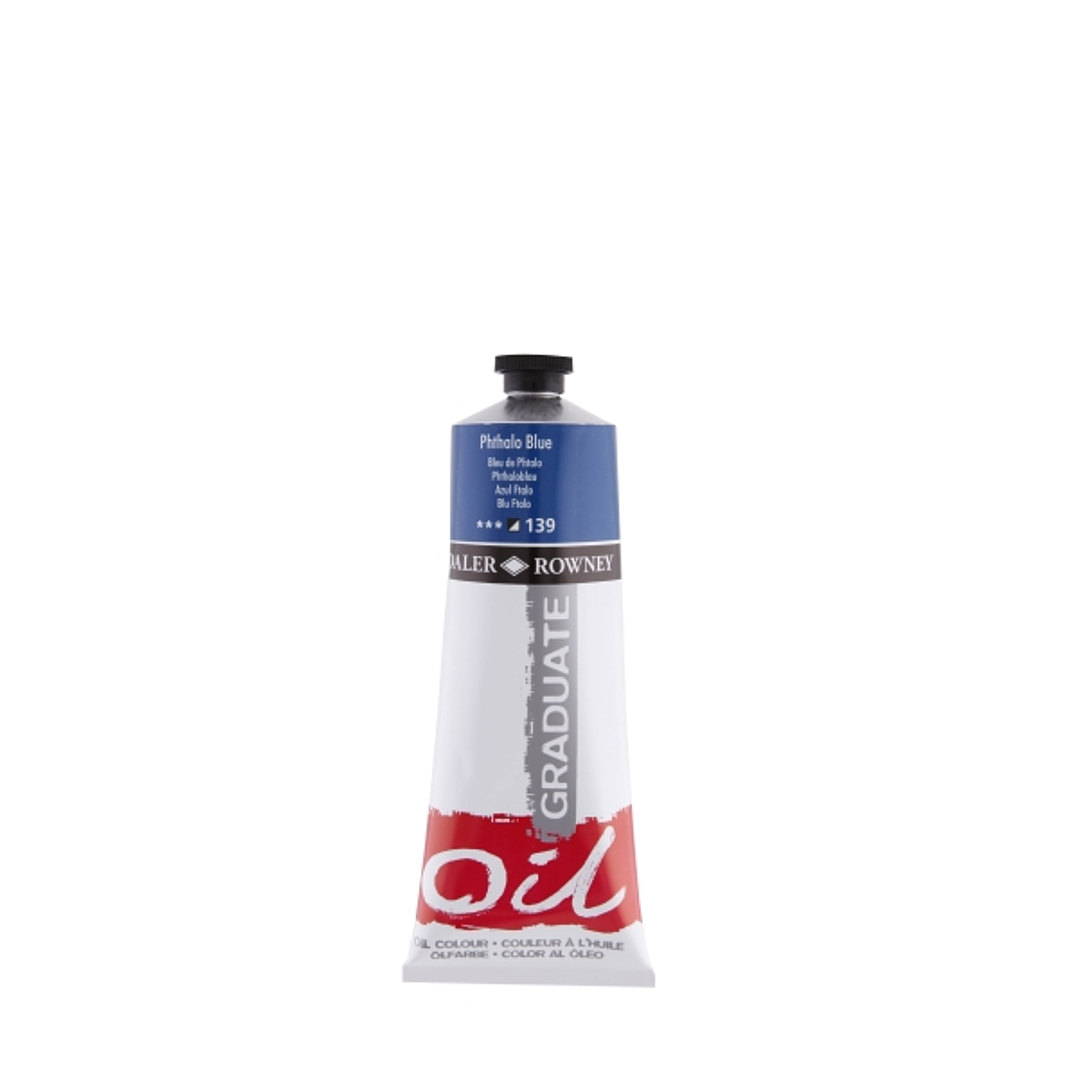 Daler Rowney Graduate Pintura al Oleo - Tubo de Aluminio - 220ml - Color Azul Ftalo 1