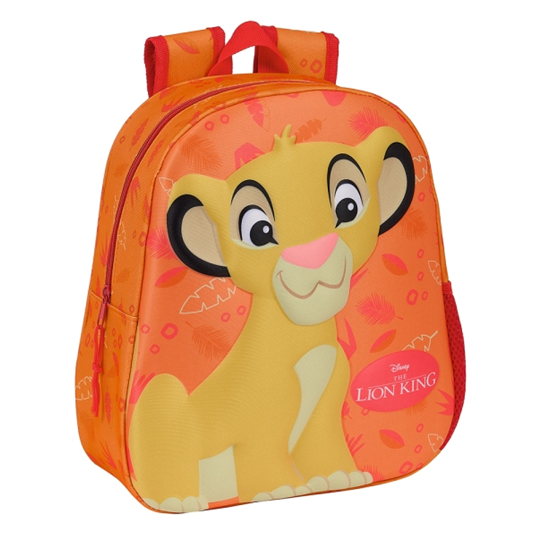 Safta el Rey Leon Mochila 3D de 8.64L - Portabotellas - Tarjeta de Identificacion Personal - Hombreras Acolchadas - 27x33x10cm - Color Naranja 1