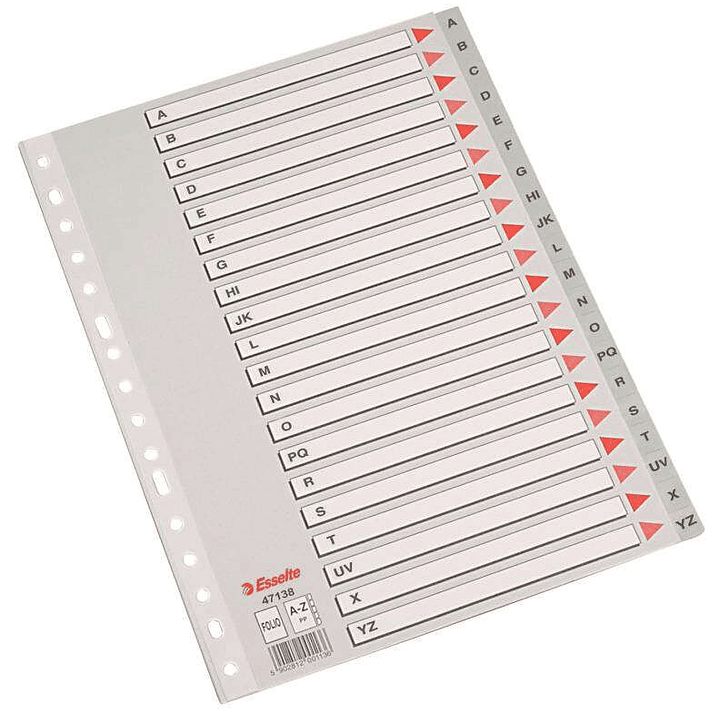 Esselte Indice Abecedario Plastico Caratula Indice A-Z Multitaladro - Tamaño Folio - Cartulina Indice Carton 1