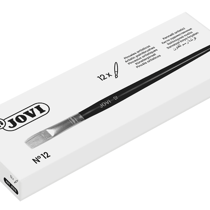 Jovi Pinceles Artisticos Planos Pelo de Cerda Nº 12 - Pelo Natural - Mango de Madera - Punta Plana - Pelo Duro - Color Varios 1