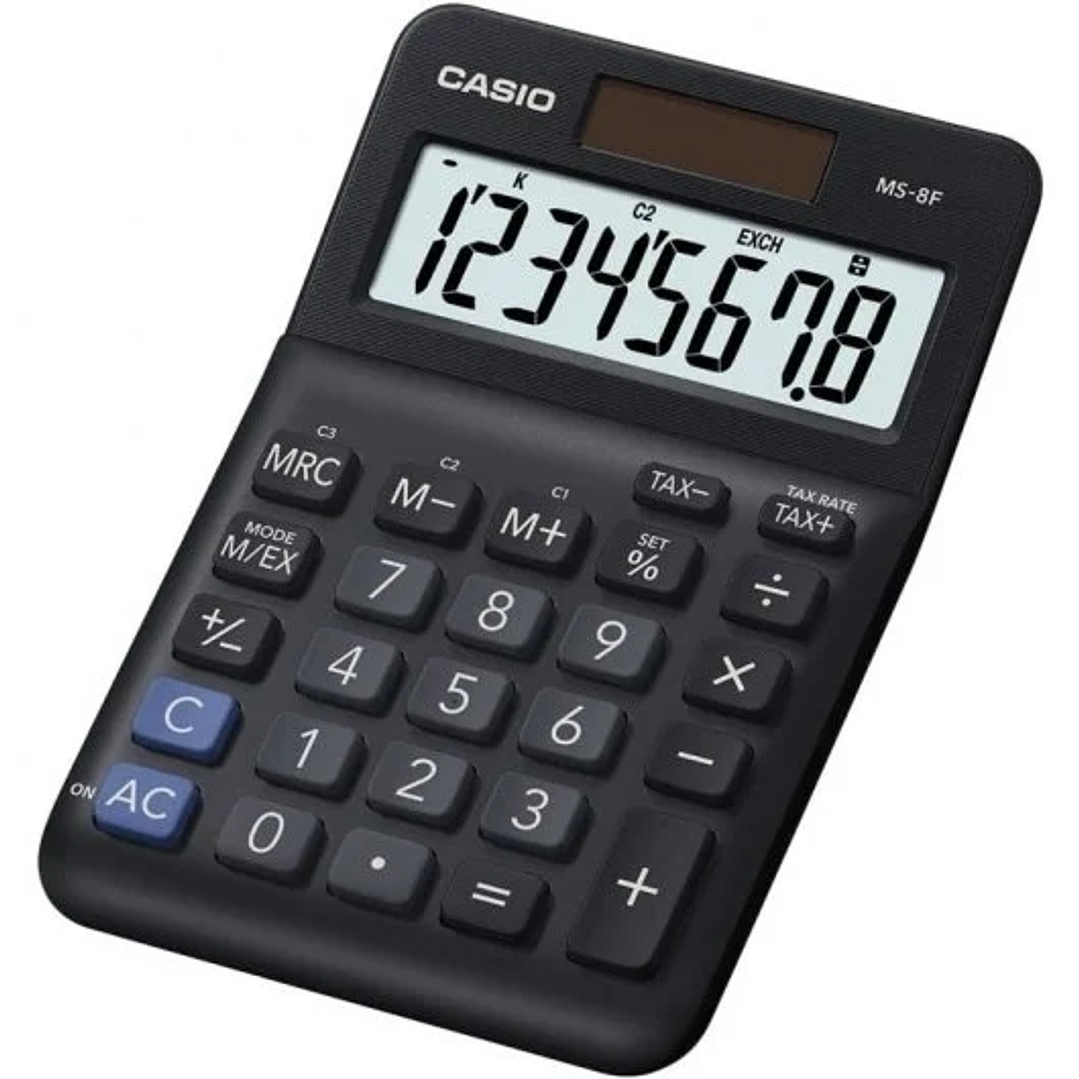 Casio MS-8F Calculadora de Sobremesa con Pantalla Extragrande de 8 Digitos - Signos de Comando de Funcion - Alimentacion Solar y Pilas - Color Negro 1