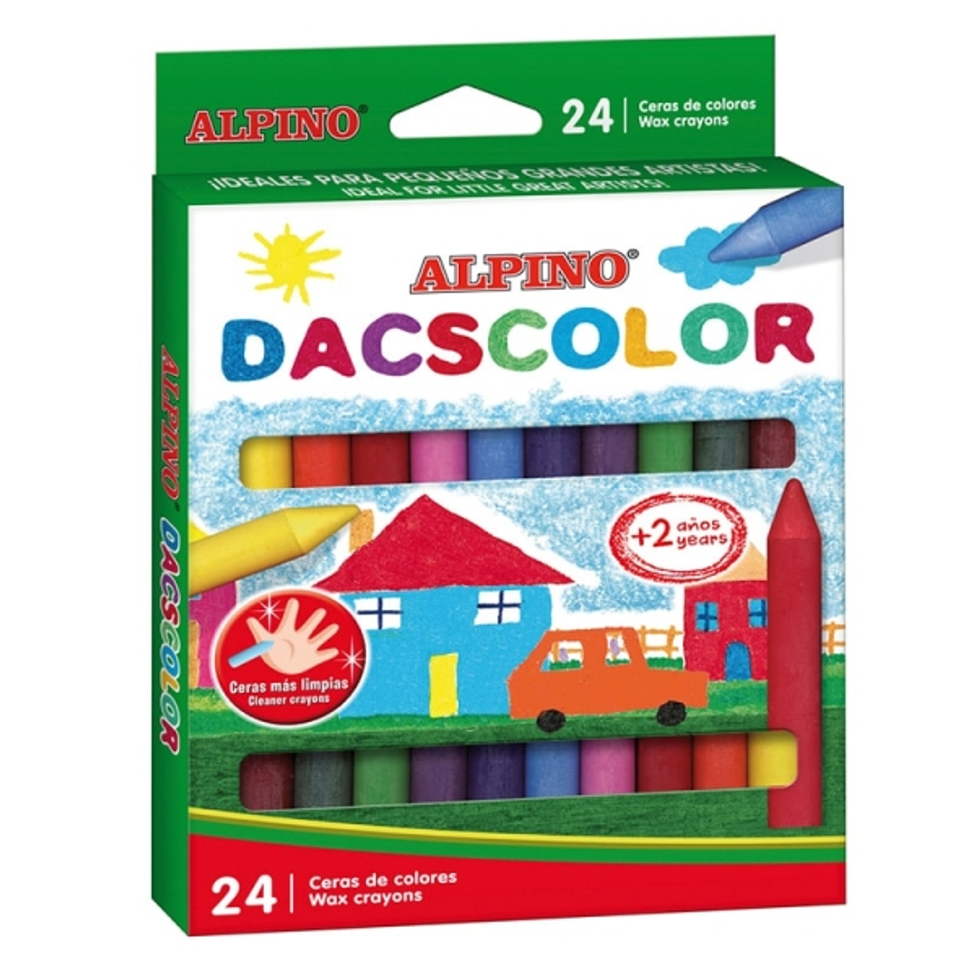 Alpino Dacscolor Pack de 24 Ceras Semiblandas de Colores - Mezclables - No Manchan - Colores Surtidos 1