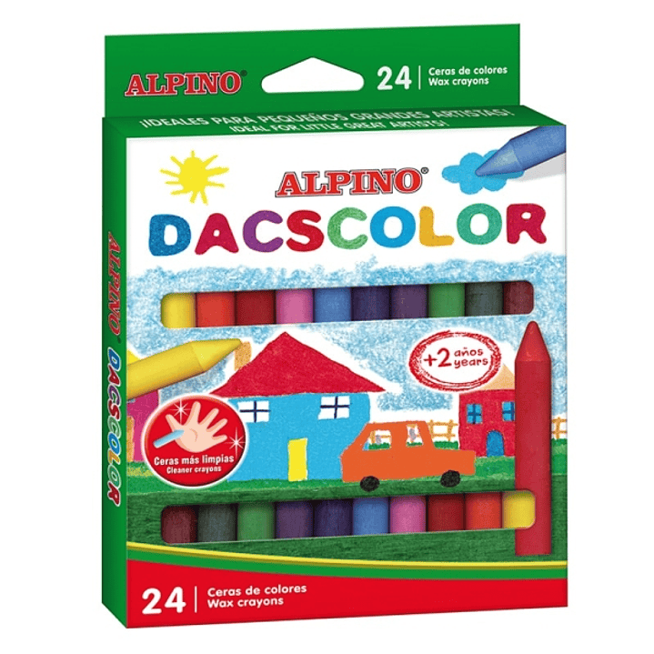 Alpino Dacscolor Pack de 24 Ceras Semiblandas de Colores - Mezclables - No Manchan - Colores Surtidos 1
