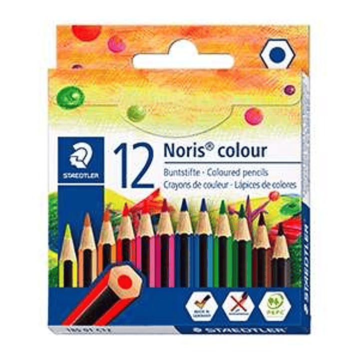 Staedtler Noris Colour 185 Pack de 12 Lapices Hexagonales de Colores - Resistencia a la Rotura - Material Wopex - Colores Surtidos 1