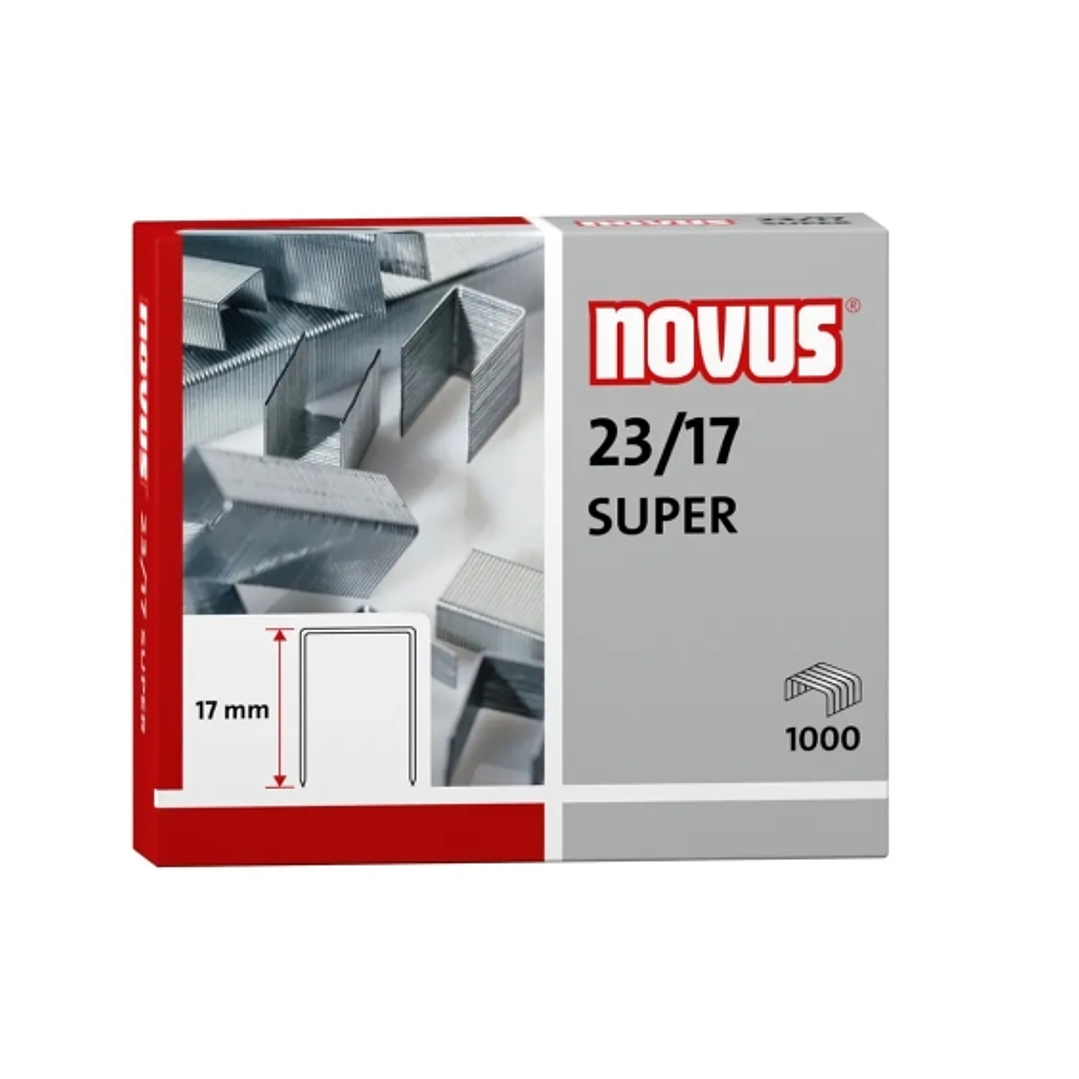 Novus 23/17 Super Caja de 1000 Grapas 23/17 Galvanizadas para Grapadoras de Gruesos 1