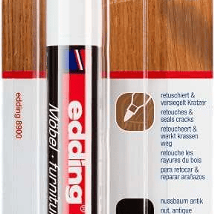 Edding 8900 Rotulador Permanente para Muebles - Punta Redonda 1.5-2mm - Resistente a la Luz - Secado Rapido - Color Nogal Oscuro 1