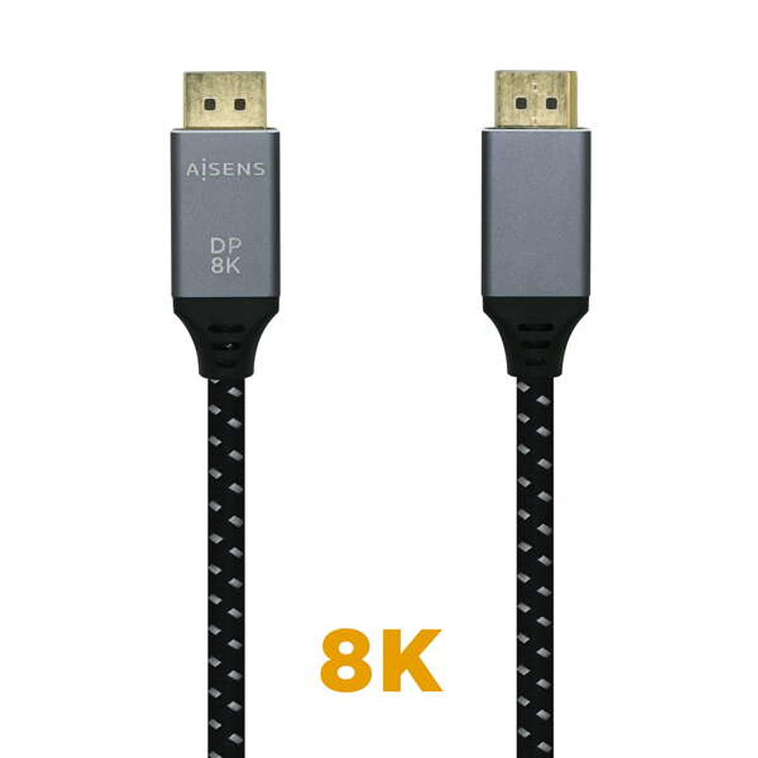 Aisens Cable Displayport V1.4 8K@60hz - DP/M-DP/M - 0.5m - Color Gris 1