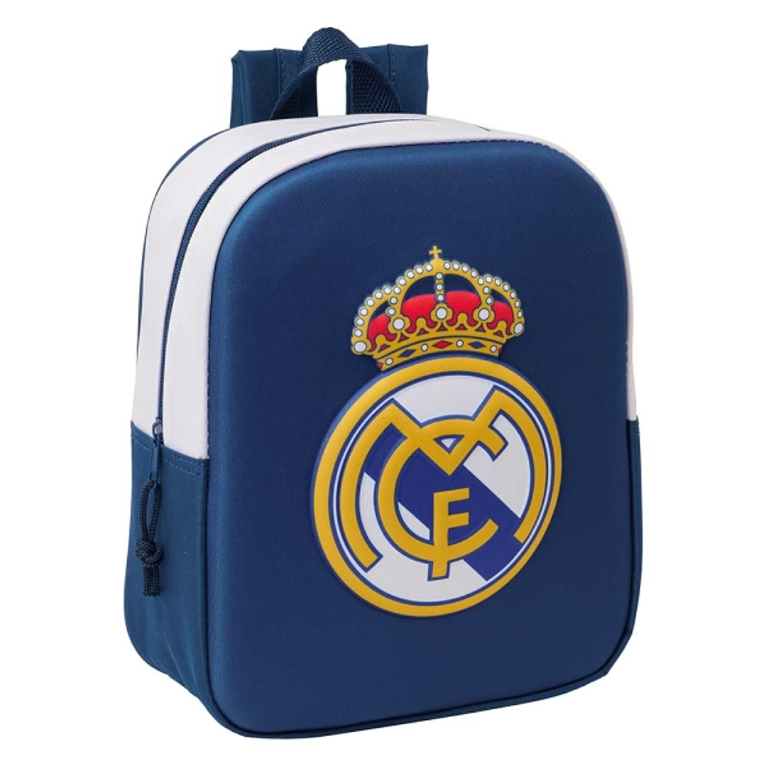 Safta Real Madrid Mochila Guarderia 3D de 6L - Asa de Mano Superior - Asas Regulables y Acolchadas - Cierre de Cremallera - 22x27x10cm - Color Blanco  1