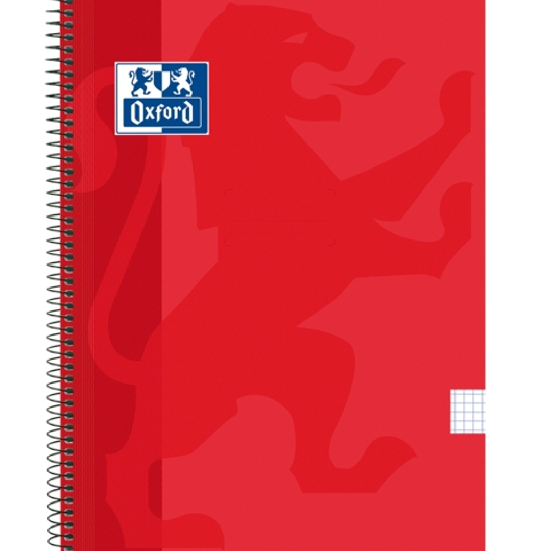 Oxford School Classic Cuaderno Espiral Tapa de Plastico Folio 4x4 - 80 Hojas - Tapa de Plastico - Color Rojo 1
