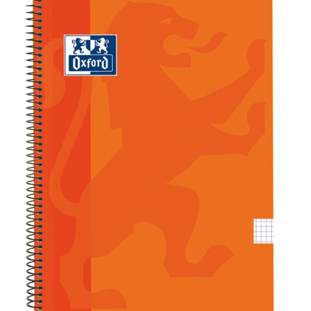 Oxford School Classic Cuaderno Espiral Tapa de Plastico Folio 4x4 - 80 Hojas - con Margen - Ideal para Estudiantes - Color Naranja 1