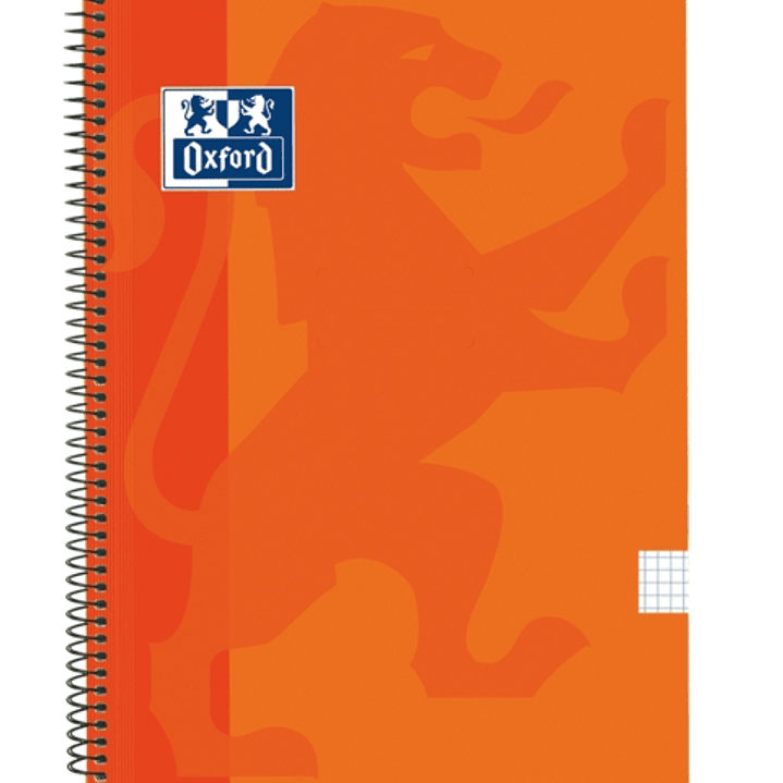 Oxford School Classic Cuaderno Espiral Tapa de Plastico Folio 4x4 - 80 Hojas - con Margen - Ideal para Estudiantes - Color Naranja 1