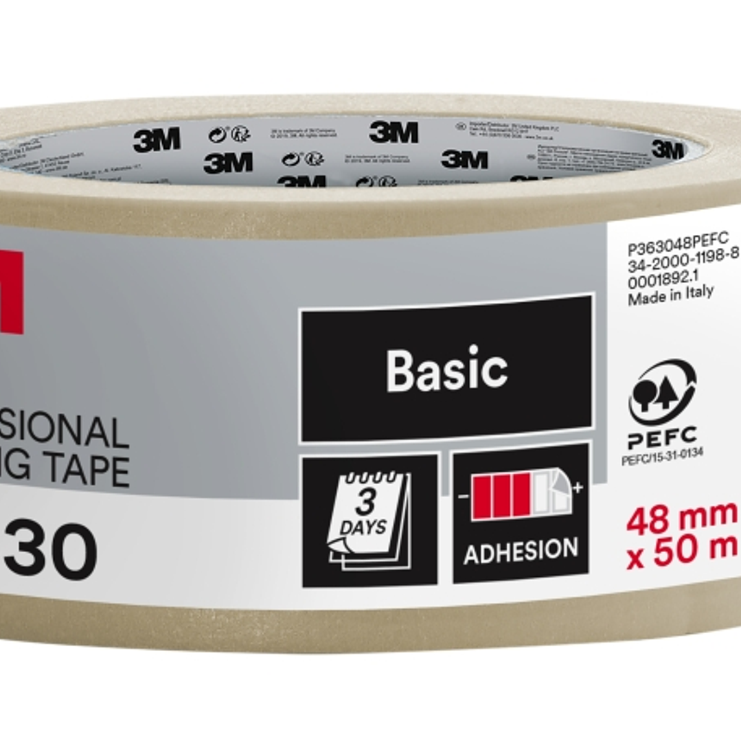 3M Cinta de Enmascarar Profesional - 70% PEFC - 48mm x 50m - Color Blanco 1