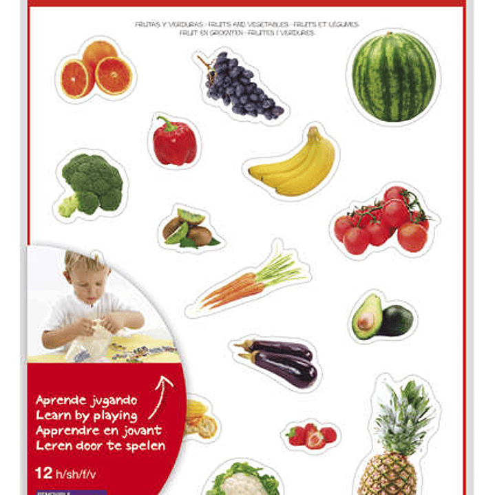 Apli Gomets Tematicos Realistas Alimentos del Huerto - 216 Gomets - Adhesivo Removible - Ideal para Desarrollar Habilidades Motoras - Normas EN-71 y F 1