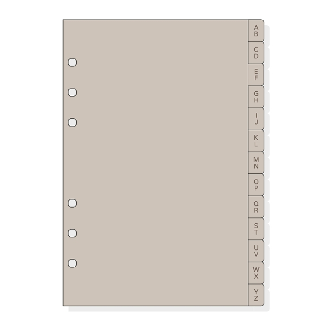 Finocam R564 Indice Alfabetico para Agendas Open - 13 Solapas - Formato 500 - 129x2x181mm - PVC - Color Beige Grisaceo 1