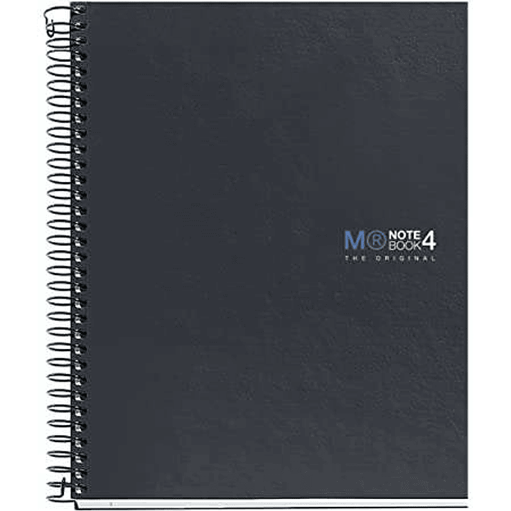 Miquel Rius Notebook4 Cuaderno de Espiral Formato A5 - 160 Hojas Lisas Microperforadas con 2 Taladros - Cubiertas de Carton Extraduro - Color Gris Osc 1