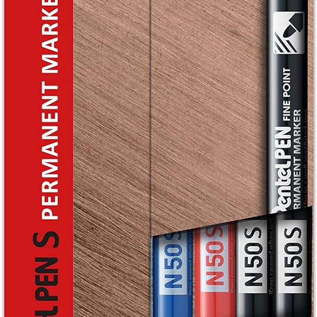 Pentel PenTools Pack de 4 Rotuladores Permanentes Industriales Pentel Pen N50S - Punta Conica Resistente y Duradera - Trazo 1mm - Resistente a Agua y  1