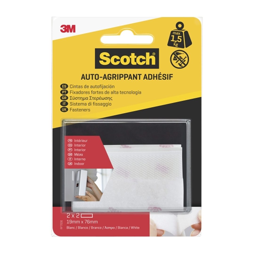 Scotch Pack de 2 Cierres Adhesivos Reposicionables - 19x76mm - Uso en Interior - Color Blanco 1