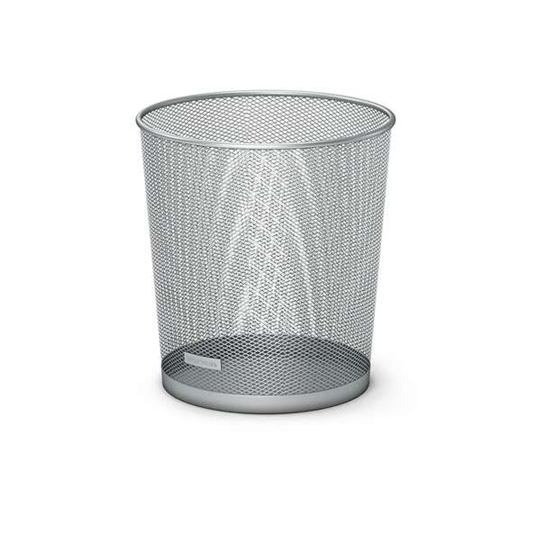 Erichkrause Compass Papelera de 12L - Base Redonda - Acero Inoxidable - Ideal para Oficinas - Color Plata 1