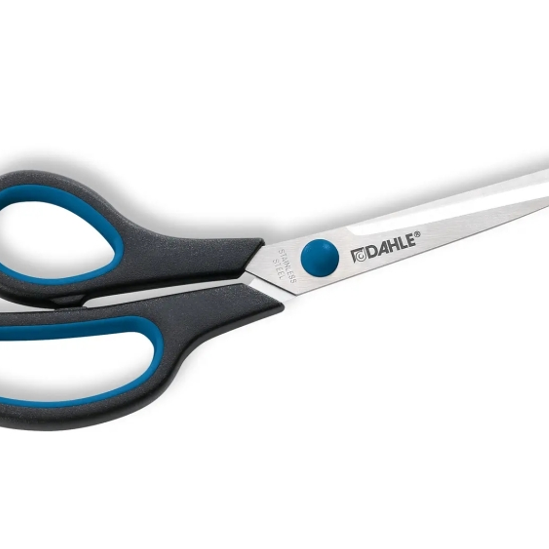 Dahle 54418 Office Comfort-Grip Tijeras de Acero Templado 21cm - Modelo Especial para Zurdos - Hojas Afiladas - Mangos Revestidos de Goma 1
