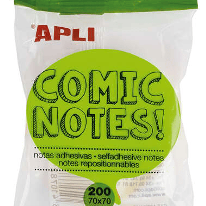 Apli Notas Adhesivas Comic 70x70mm - Bloc 200 Hojas - 4 Colores Surtidos - Fluorescentes 1