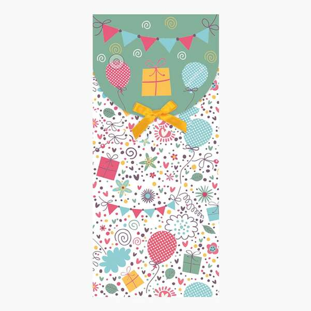 Pictura Tarjeta Money Cards - Tarjeta de Regalo Tipo Sobre Vertical - Tematica Globos - 9.6x21.3cm - Embolsada Individualmente en Celofan - Incluido S 1