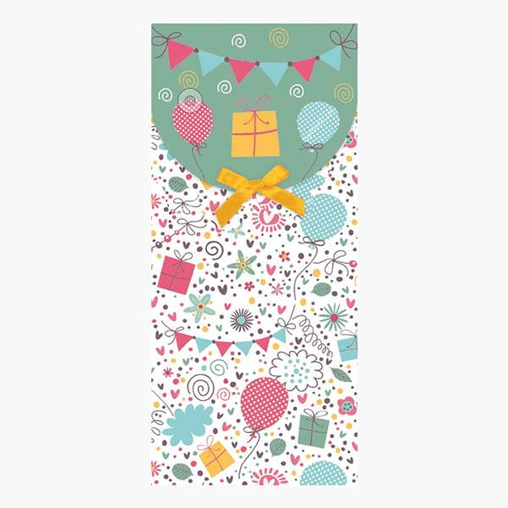 Pictura Tarjeta Money Cards - Tarjeta de Regalo Tipo Sobre Vertical - Tematica Globos - 9.6x21.3cm - Embolsada Individualmente en Celofan - Incluido S 1