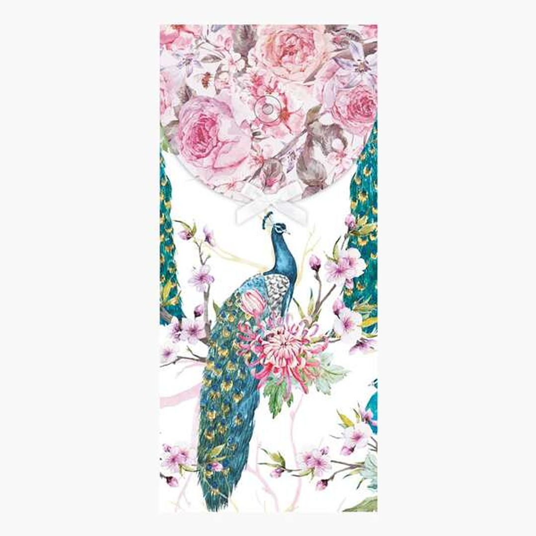 Pictura Tarjeta Money Cards - Tarjeta de Regalo Tipo Sobre Vertical - Tematica Pavo Real - 9.6x21.3cm - Embolsada Individualmente en Celofan - Incluid 1