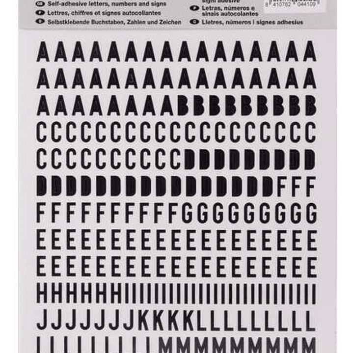 Apli Letras de Palo Mayusculas Adhesivas - Altura 10mm - Color Negro - Pack de 2 Hojas con 486 Letras 1