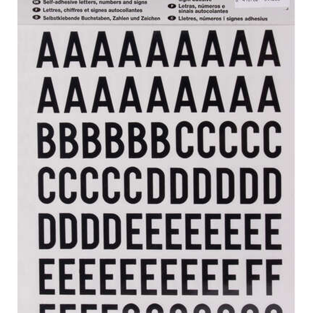 Apli Letras de Palo Mayusculas Adhesivas - Altura 20mm - Color Negro - Pack de 4 Hojas (301 Letras) 1