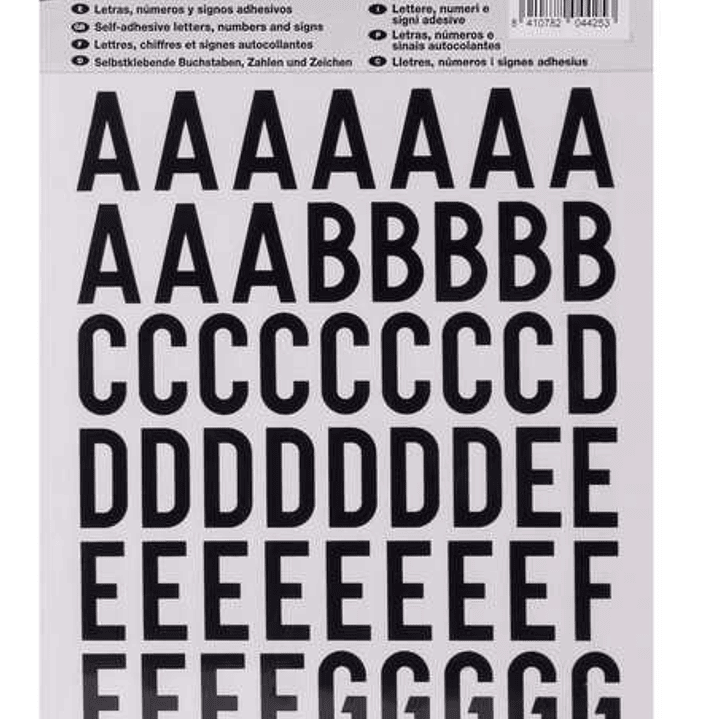 Apli Letras Adhesivas de Palo Mayusculas - Altura 25mm - Color Negro - Pack de 4 Hojas con 209 Letras 1