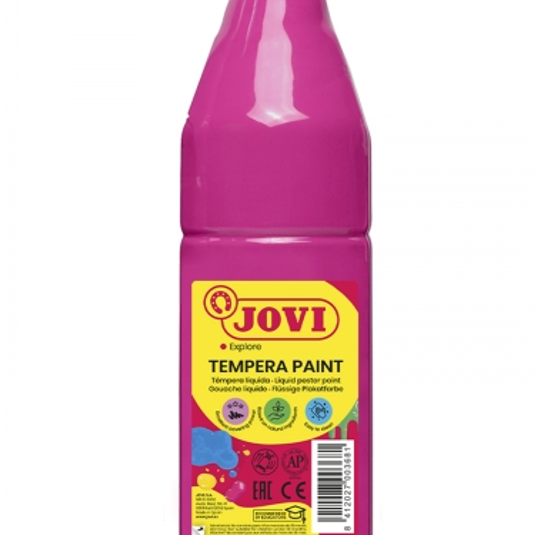 Jovi Tempera Paint Tempera Liquida 500ml - Base Agua - Lista para Usar - Alto Poder Cubriente - Secado Rapido - Excelente Fluidez - Adherencia en Mult 1