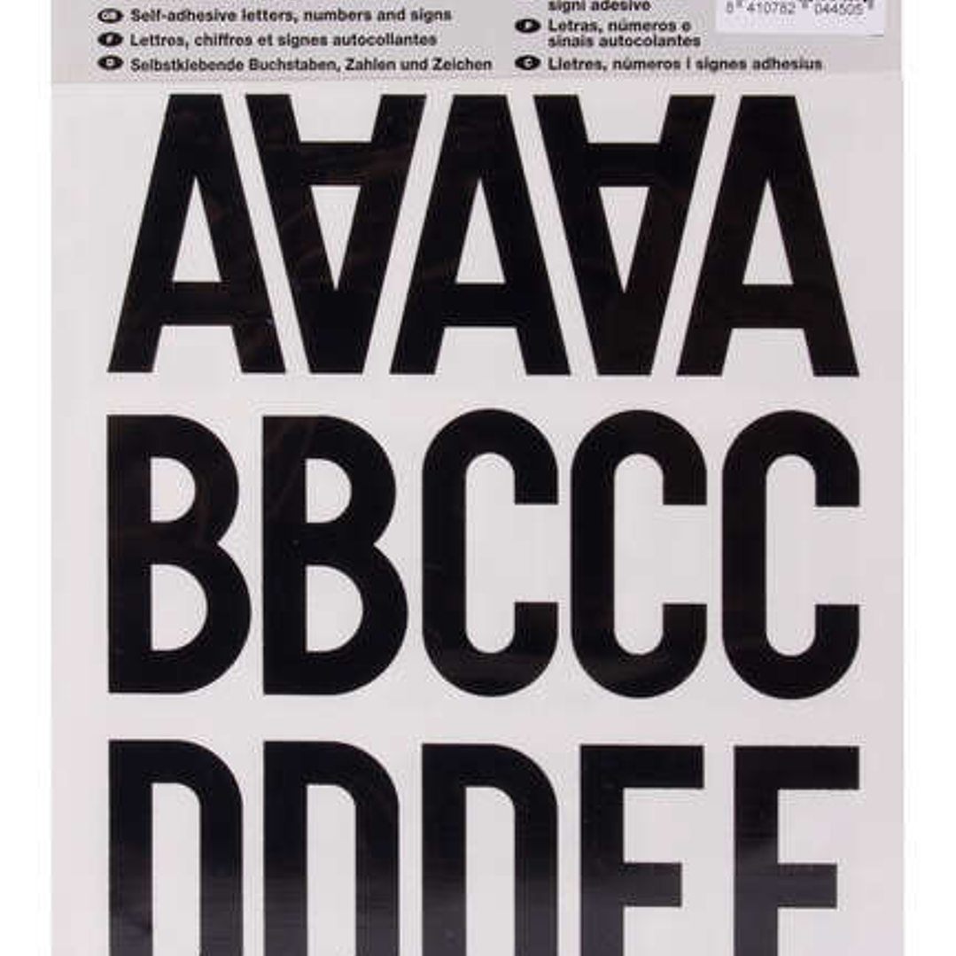 Apli Letras de Palo Mayusculas Adhesivas - Altura 50mm - Pack de 5 Hojas - Color Negro - Facil Identificacion y Señalizacion 1