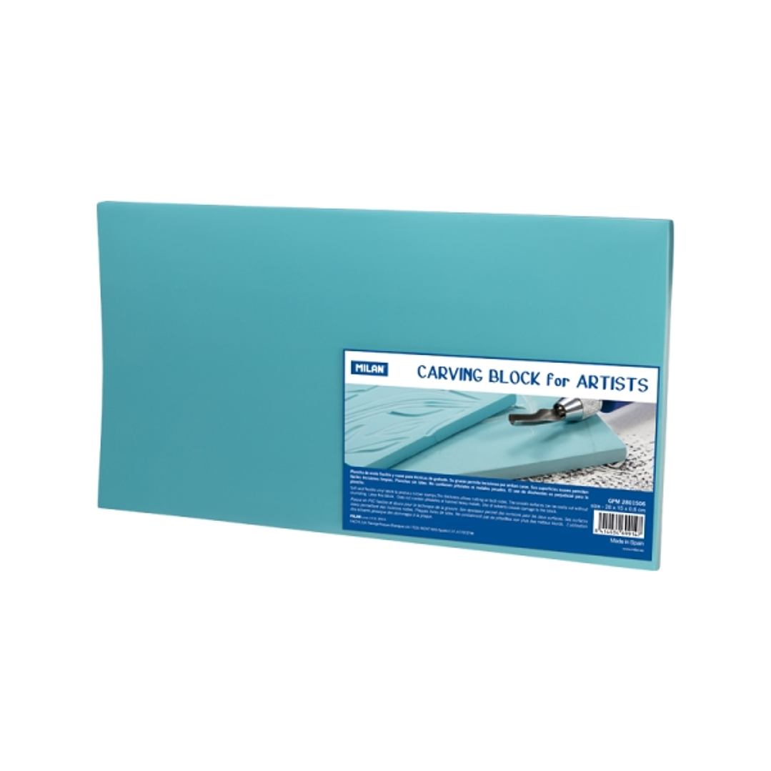 Milan Carving Block Plancha de Grabado - Vinilo Flexible - Formato L - 28x15x0.6cm - Color Azul 1