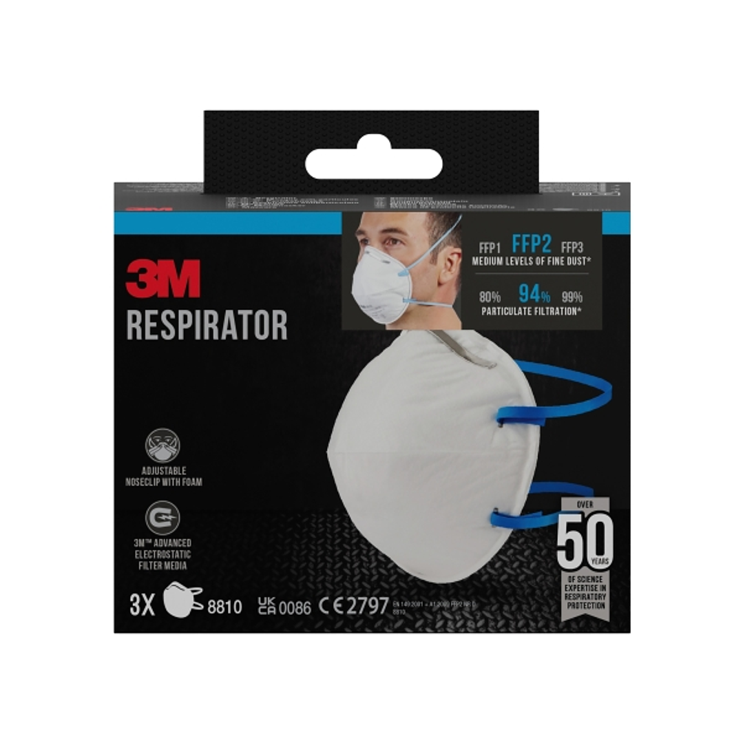 3M Pack de 3 Mascarillas para Particulas FFP2 - Desechable - Sin Valvula - para Niveles Medios de Particulas - Color Blanco 1