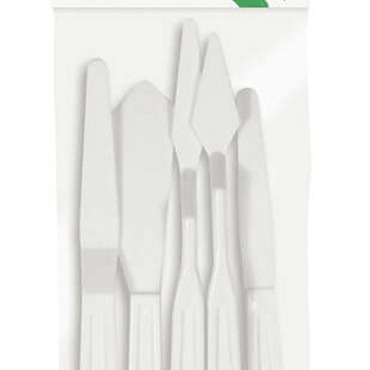 Daler Rowney Simply Pack de 5 Espatulas de Plastico - Diferentes Formas - Plastico Duradero - Color Blanco 1