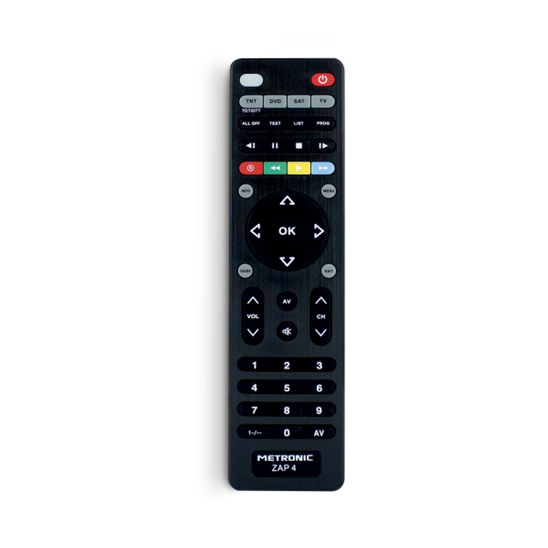 Metronic Mando a Distancia  Universal ZAP 4 EVO 5 Para TV + TDT + SAT + DVD - Color Negro 1
