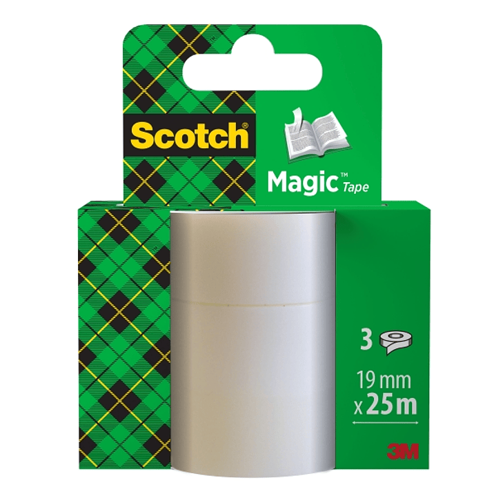 Scotch Magic Pack de 3 Cintas Adhesivas Invisible - Recambio - 19mm x 25m - Color Transparente 1