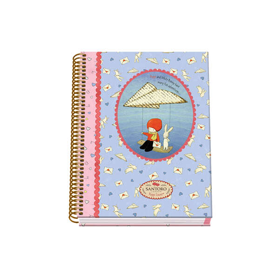 Dohe Santoro Poppi Loves Messenger Cuaderno Espiral Tapa Dura - Tamaño A5 de 100 Hojas 90gr - Hojas Microperforadas con 2 Taladros - Cuadricula 5mm 1