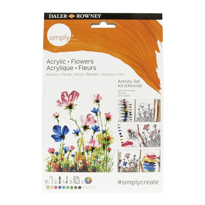 Daler Rowney Simply Activity Pack de 25 Piezas - Pintura Acrilica - Tematica Flores - Colores Surtidos 1