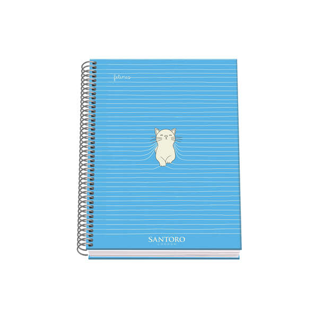 Dohe Santoro Felines Cuaderno Espiral Tapa Dura - Tamaño A5 de 100 Hojas 90gr - Hojas Microperforadas con 2 Taladros - Cuadricula 5mm 1