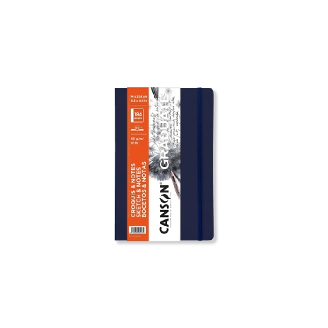 Canson Graduate Sketch Cuaderno con 92 Hojas - 14x21.6cm - 90g - Grano Fino - Tapa Blanda - Color Azul Oscuro 1