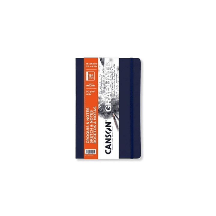 Canson Graduate Sketch Cuaderno con 92 Hojas - 14x21.6cm - 90g - Grano Fino - Tapa Blanda - Color Azul Oscuro 1
