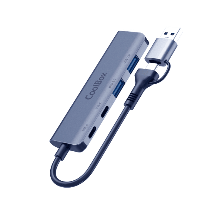 CoolBox HUB4 Lite USB-C/A - 2x USB-C, 2x USB-A 3.2 Gen1 - Aluminio - Color Gris 1