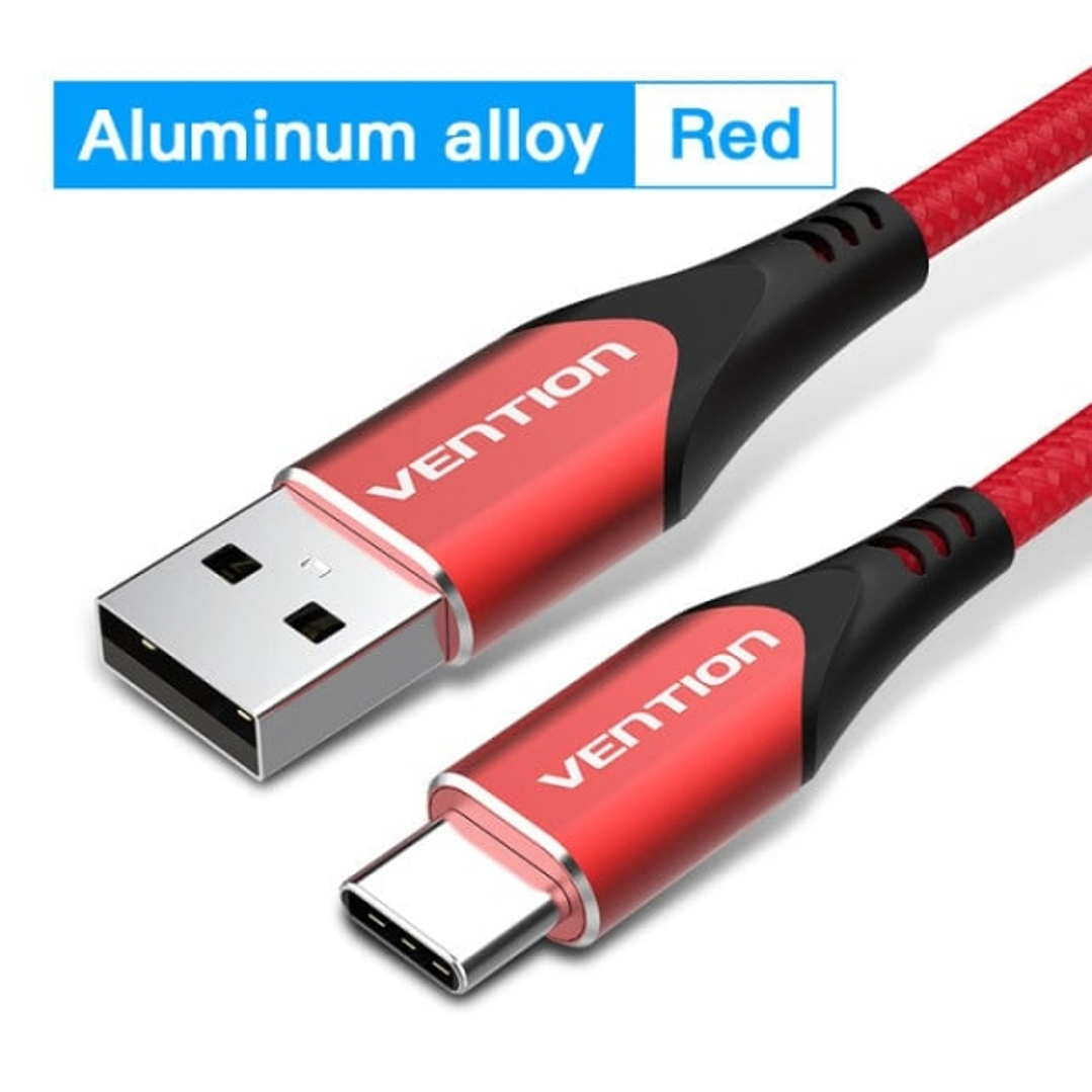 Vention Cable USB-C 2.0 a USB-A 3A 60W - 2m - Trenzado - Color Rojo 1