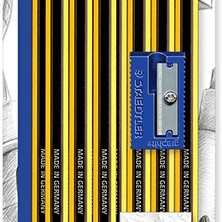 Staedtler Noris 120 Pack de 10 Lapices de Grafito Hexagonales 2HB + 1 Goma de Borrar Plastic 526 50 + 1 Sacapuntas 510 50 - Resistencia a la Rotura -  1