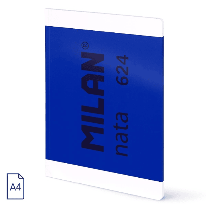 Milan Nata 624 Libreta Encolada Formato A4 Cuadricula 5x5mm - 48 Hojas de 95 gr/m2 - Microperforado - Color Azul 1