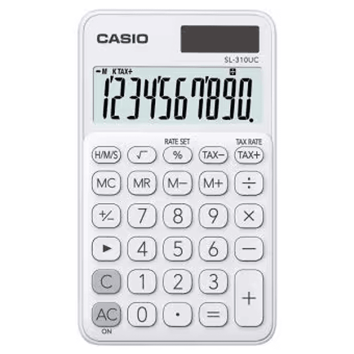 Casio SL-310UC Calculadora de Bolsillo con Pantalla LCD de 10 Digitos - Calculo de Impuestos - Alimentacion Solar y Pilas - Compacta y Ligera - Color  1