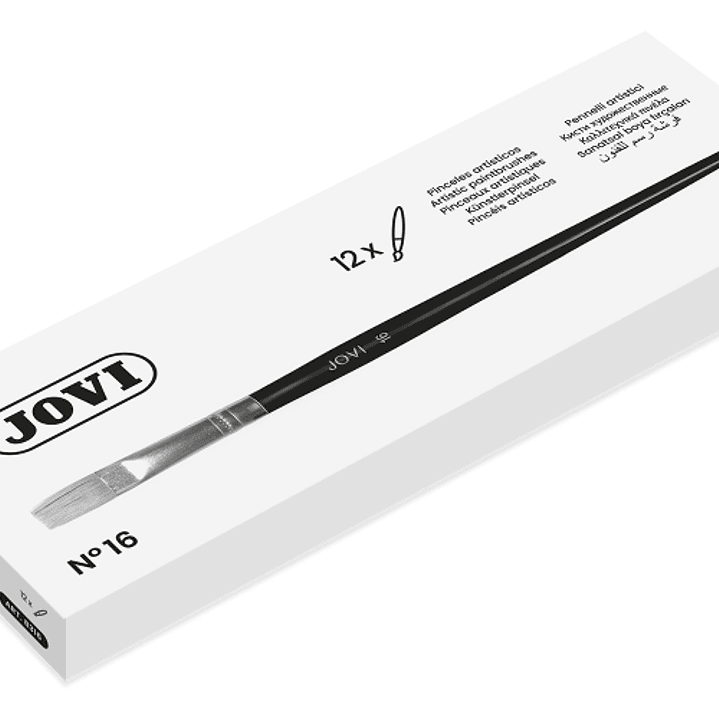 Jovi Pinceles Artisticos Planos Pelo de Cerda Nº 16 - Pelo Natural - Mango de Madera - Punta Plana - Pelo Duro - Color Varios 1