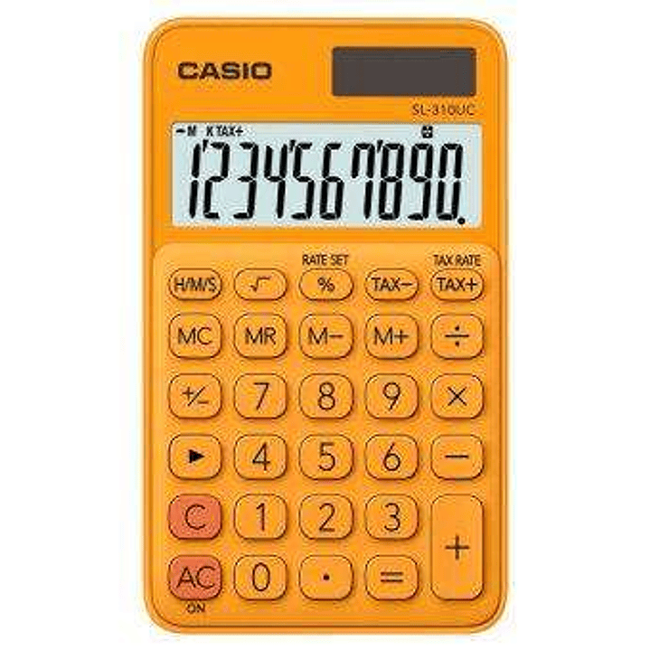 Casio SL-310UC Calculadora de Bolsillo - Calculo de Impuestos - Pantalla LCD de 10 Digitos - Solar y Pilas - Color Naranja 1