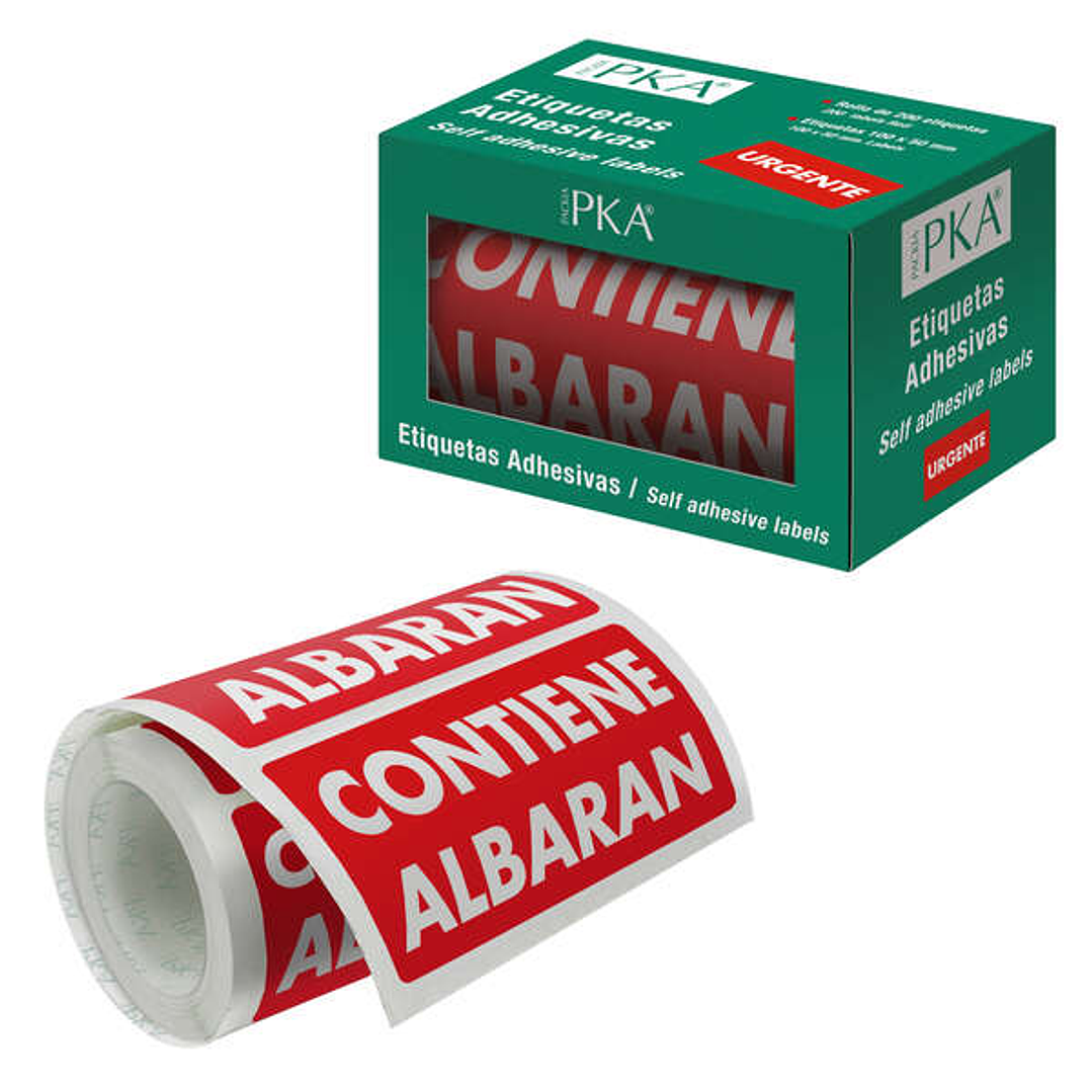 Dohe Rollo de 200 Etiquetas Adhesivas Contiene Albaran - 100x50mm - Letras Blancas sobre Fondo Rojo - Ideal para Expedicion de Paquetes 1